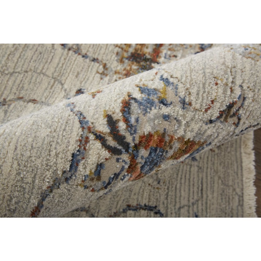 Kaia Transitional Floral & Botanical, Ivory/Orange/Blue, 7'-10" x 9'-6" Area Rug. Picture 5