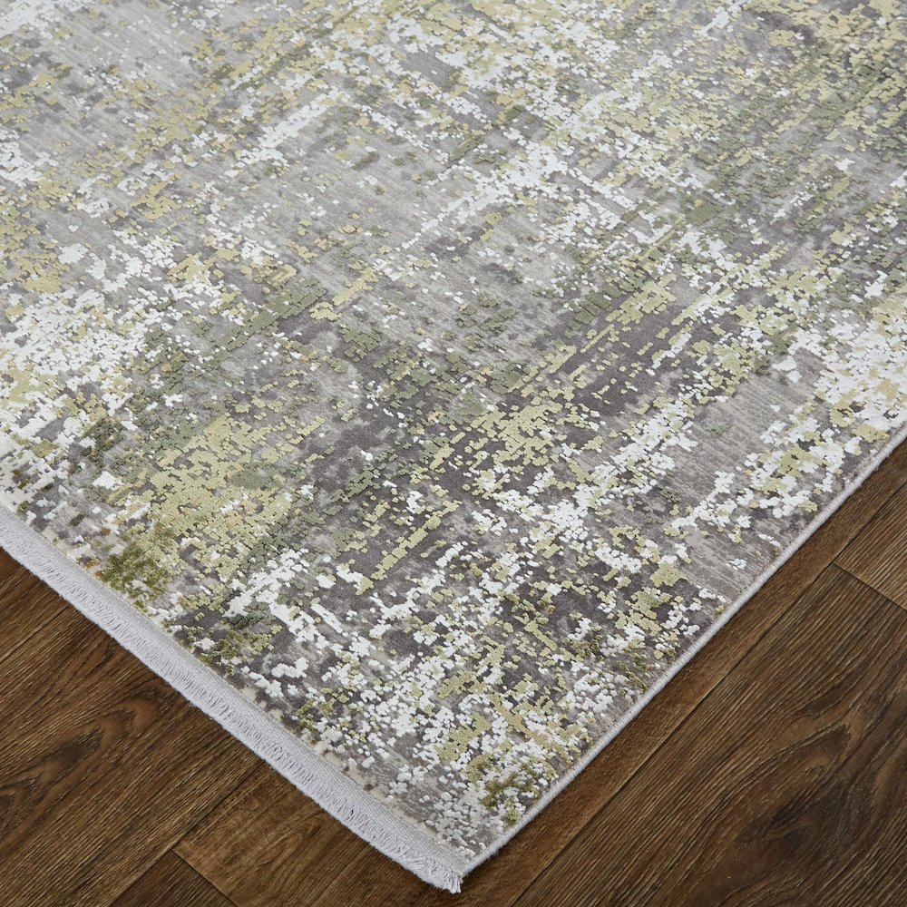 Cadiz Modern Abstract, Green/Gray/Ivory, 9'-9" x 13'-2" Area Rug. Picture 3