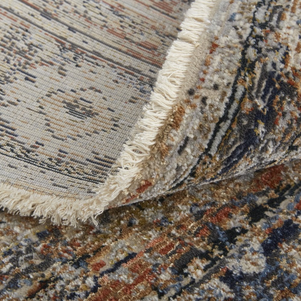 Kaia Transitional Medallion, Tan/Orange/Blue, 3' x 5' Accent Rug. Picture 7