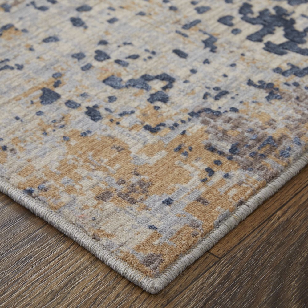 Pryor Modern Watercolor, Blue/Tan/Brown, 10' x 13' Area Rug. Picture 4