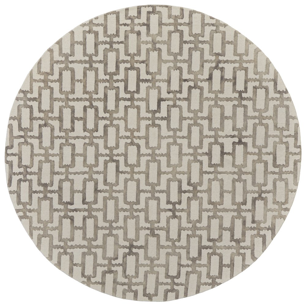 Lorrain Modern Geometric, Ivory/Taupe, 10' x 10' Round Rug. Picture 1