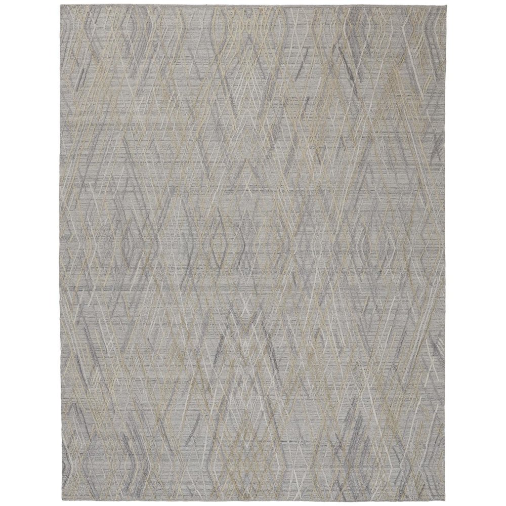 Elias Abstract Diamond Accent Rug, High/Low, Gray/Taupe, 3ft-6in x 5ft-6in, ELS6589FBLU000C50. Picture 1