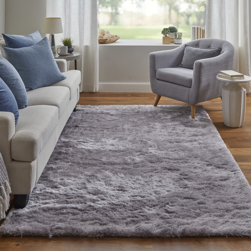 Indochine Plush Shag Rug Metallic Sheen, Amethyst Quartz, 3ft-6in x 5ft-6in, 4944550FSMYAMSC50. Picture 2
