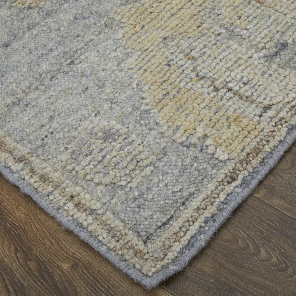 Transitional Floral & Botanical, Blue/Gray/Yellow, 7'-9" x 9'-9" Area Rug. Picture 3