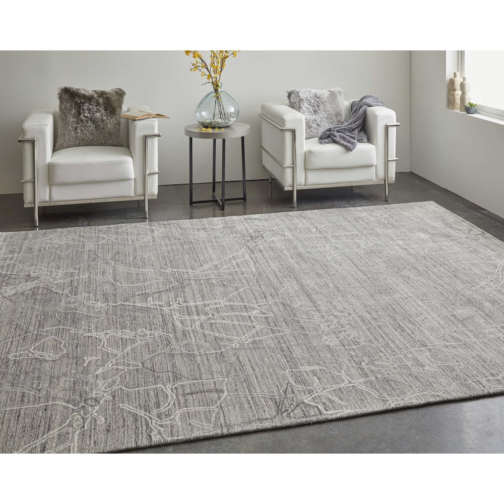 Whitton Modern Abstract, Gray/Tan/Ivory, 8' x 10' Area Rug. Picture 2