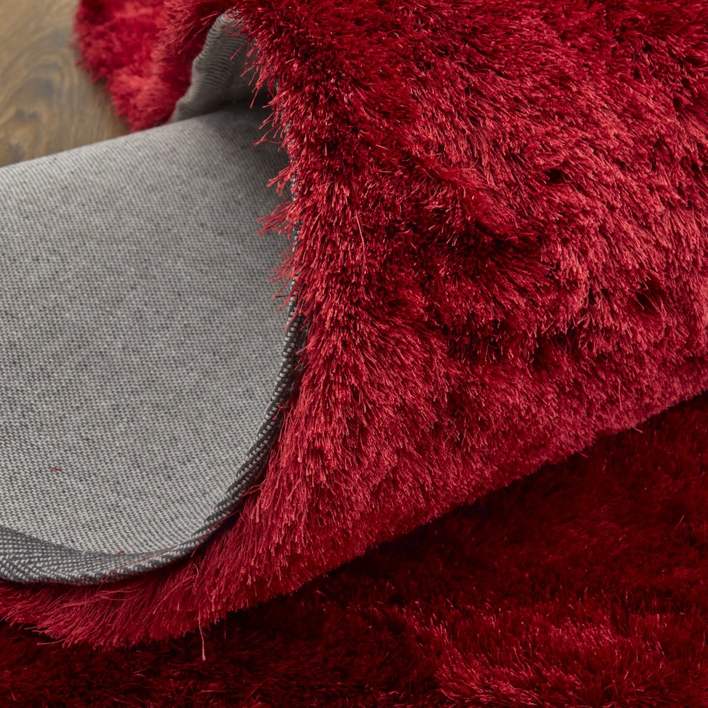 Indochine Plush Shag Rug with Metallic Sheen, Cranberry Red, 10ft x 10ft Round, 4944550FCBY000N95. Picture 7