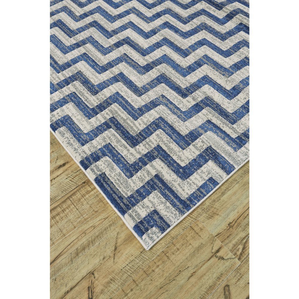 Brixton Modern Chevron, Blue/Ivory/Gray, 10' x 13'-2" Area Rug. Picture 3