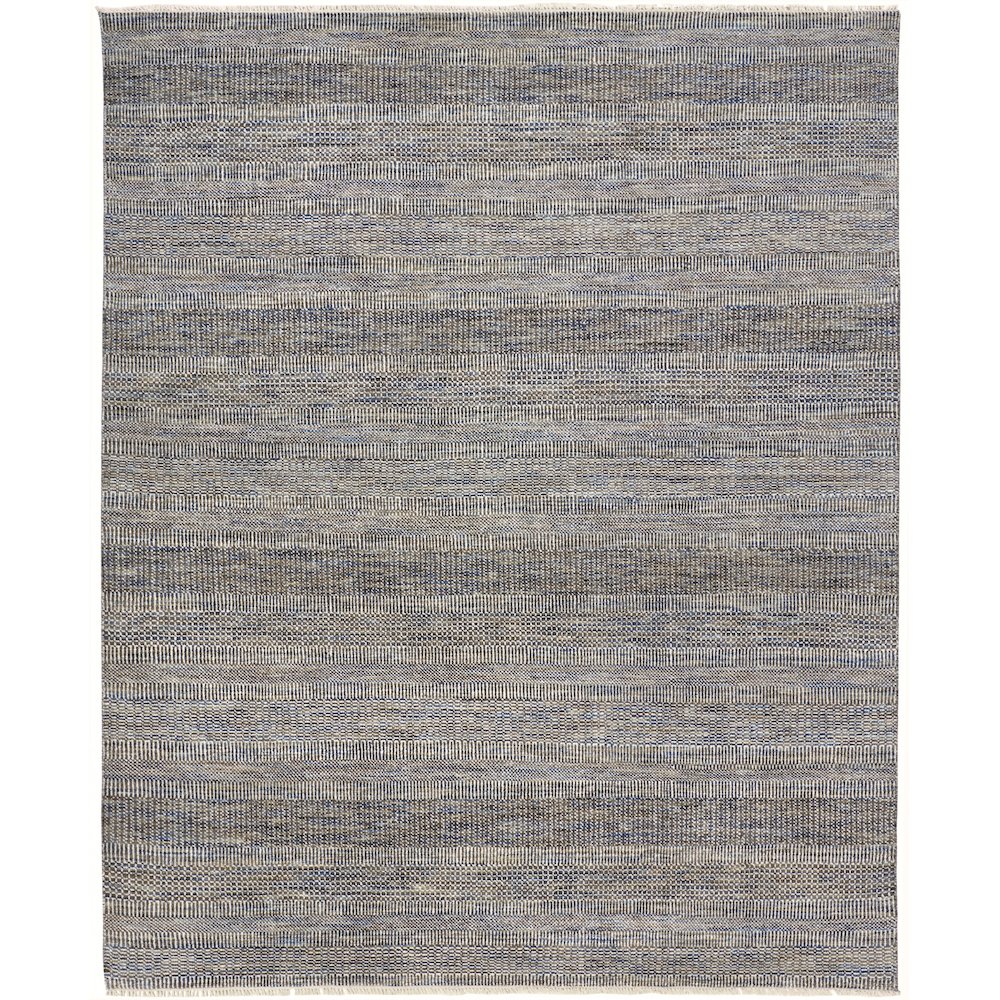 Janson Classic Striped Rug, Warm Gray/Bright Blue, 7ft-9in x 9ft-9in Area Rug, I92I6064BLU000F99. Picture 1