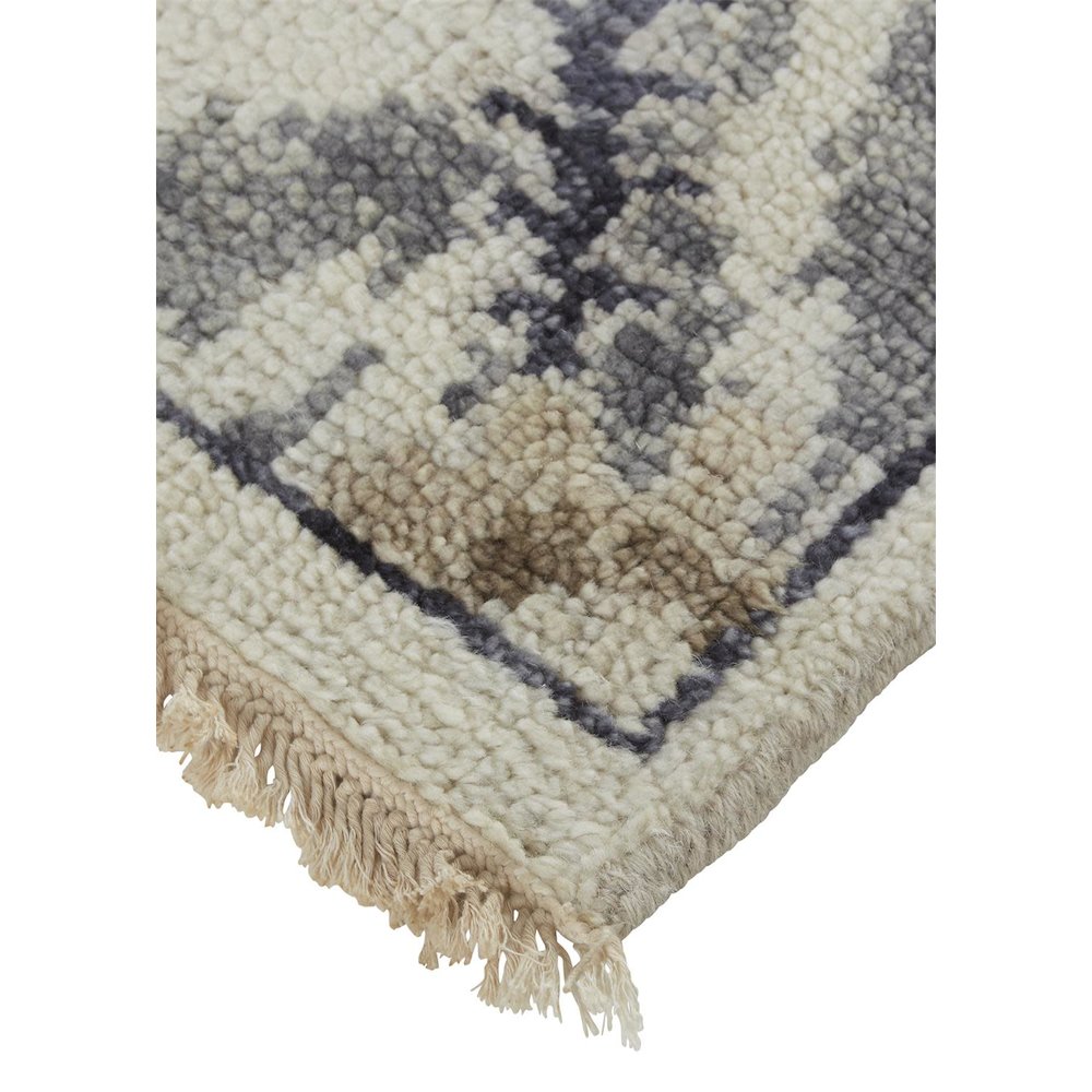 Beall Luxury Wool Rug, Ornamental Ikat, Beige, 5ft - 6in x 8ft - 6in Area Rug, BEA6712FGRYBRNE50. Picture 3