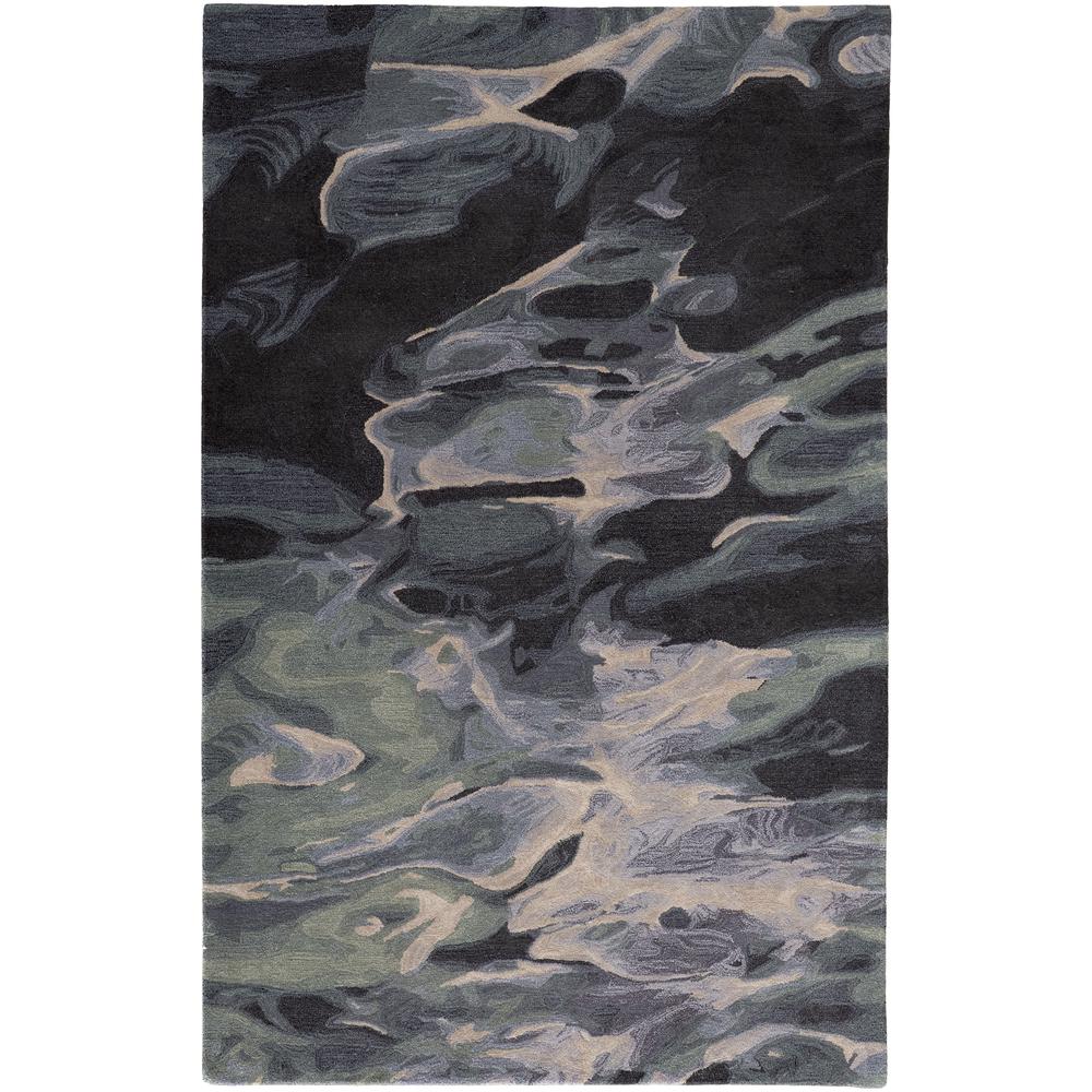 Amira Contemporary Watercolor Rug, Iceberg Green/Mist Blue, 3ft-6in x 5ft-6in, AMI8635FGRNBLUC50. Picture 2