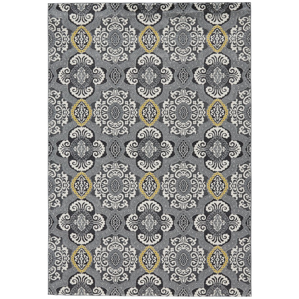Bleecker Modern Damask, Ivory/Gray/Yellow, 10' x 13'-2" Area Rug. Picture 1