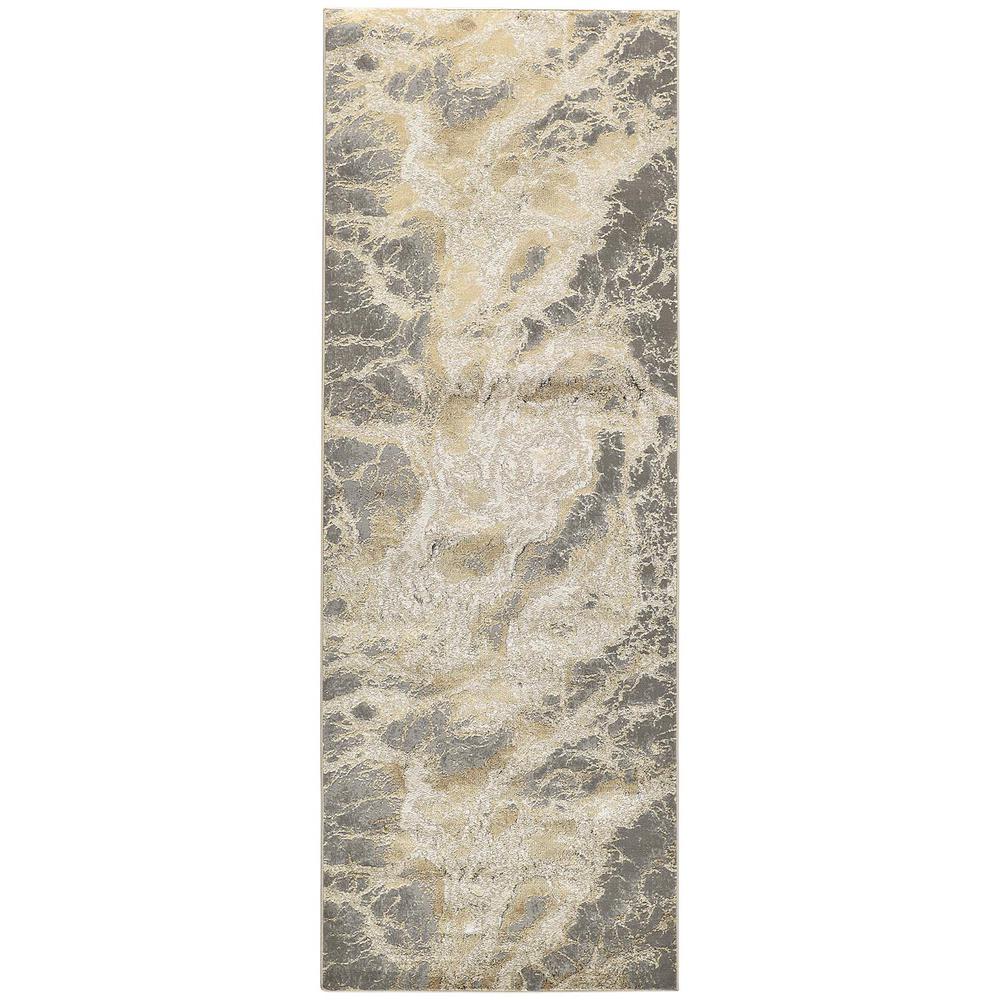 Aura Modern Marbled, Beige/Gray/Gold, 2ft - 10in x 7ft - 10in, Runner, AUR3563FBGEGRYI71. Picture 2