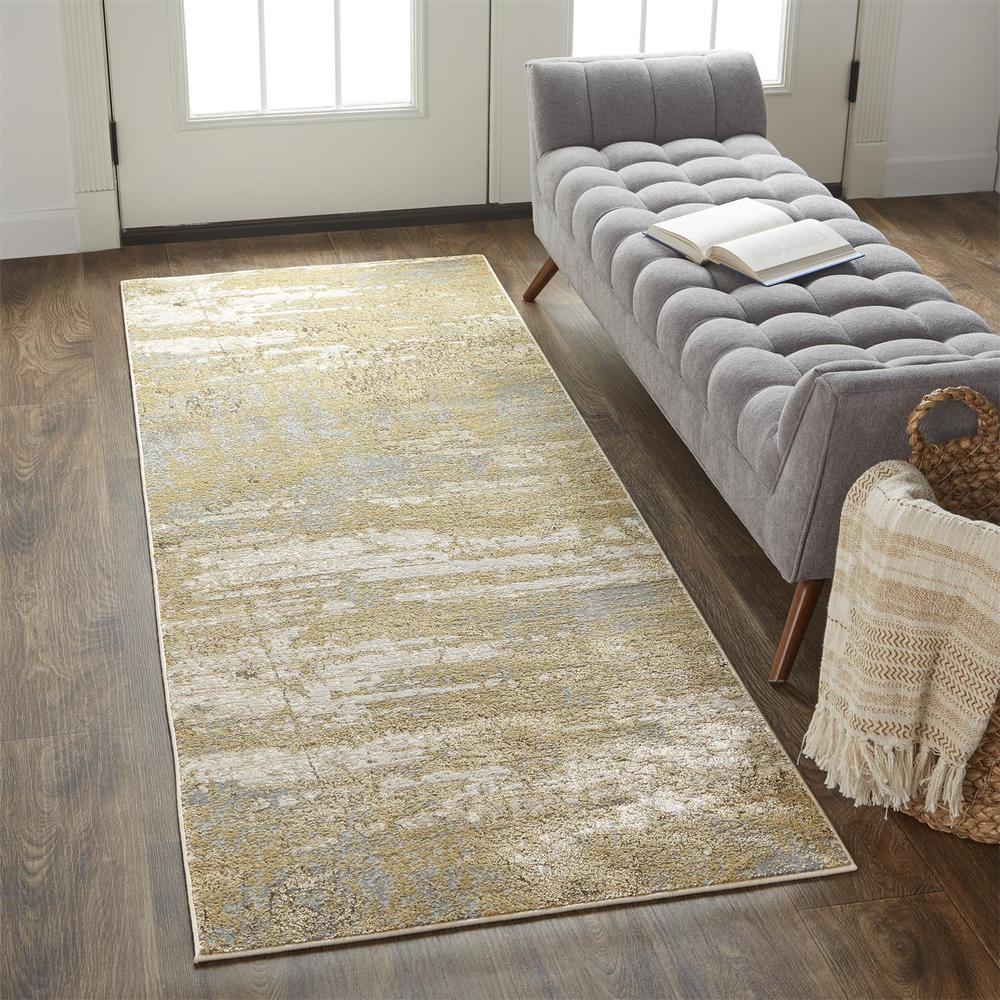 Aura Luxe Modern Rug, Gray/Beige/Gold, 2ft-10in x 7ft-10in, Runner, AUR3567FBGEGLDI71. Picture 1