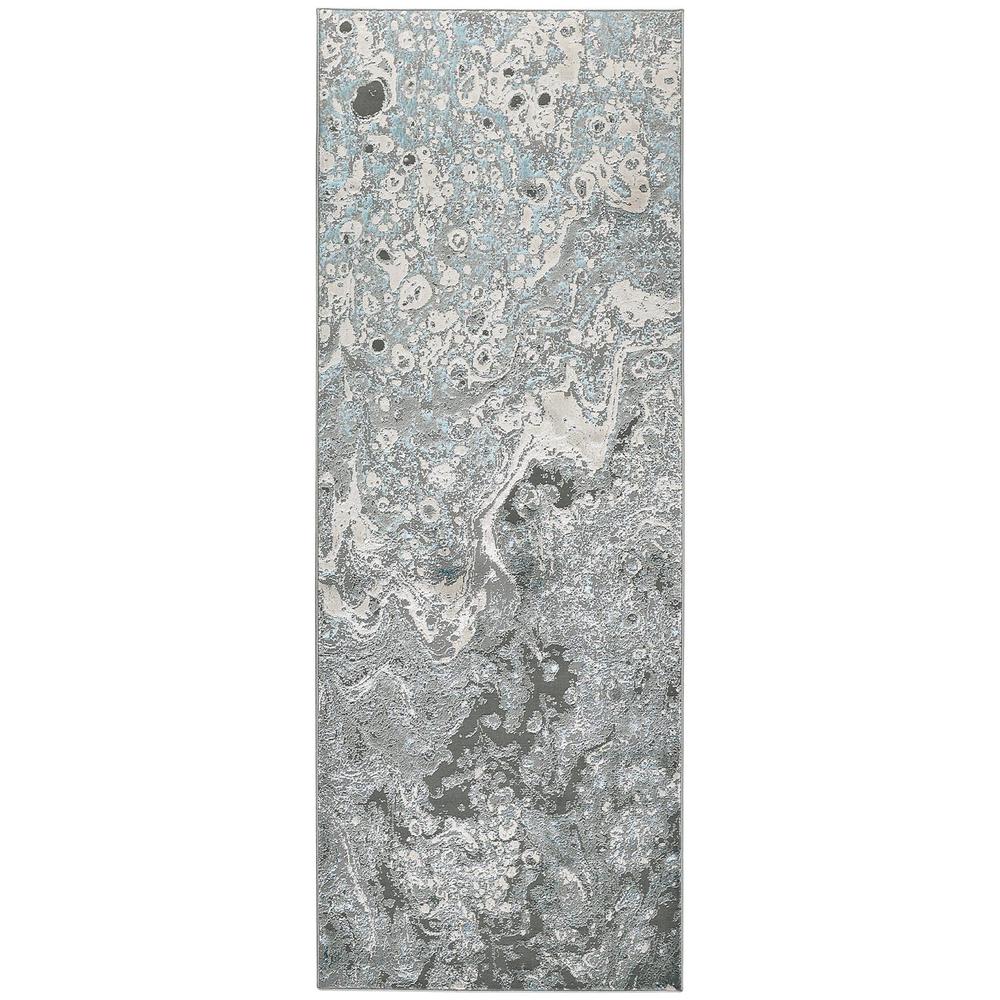 Azure Modern Metallic Oil Slick, Silver Gray/Teal, 2ft-10in x 7ft-10in, Runner, AZR3405FSLVBLUI71. Picture 2