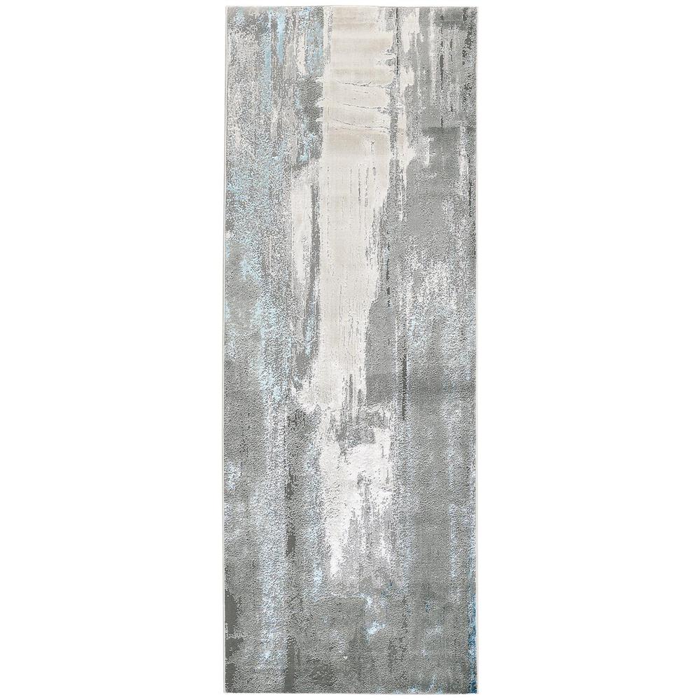 Azure Modern Metallic Watercolor, Teal/Silver/Beige, 2ft-10in x 7ft-10in, Runner, AZR3406FBGEBLUI71. Picture 2