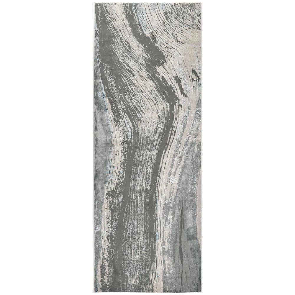 Azure Modern Metallic Brush Stroke Area Runner, Silver/Teal, 2ft-10in x 7ft-10in, AZR3524FGRYSLVI71. Picture 2