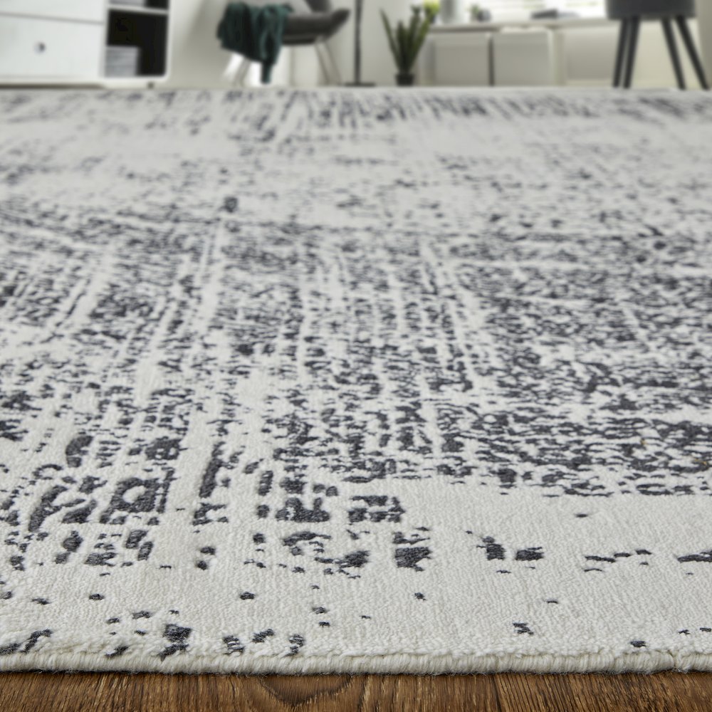 Coda Modern Abstract, Black/White, 10' x 14' Area Rug. Picture 8