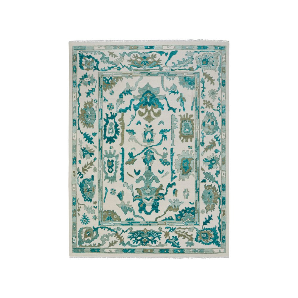 Karina Transitional Floral & Botanical, Green/Ivory, 7'-9" x 9'-9" Area Rug. Picture 1