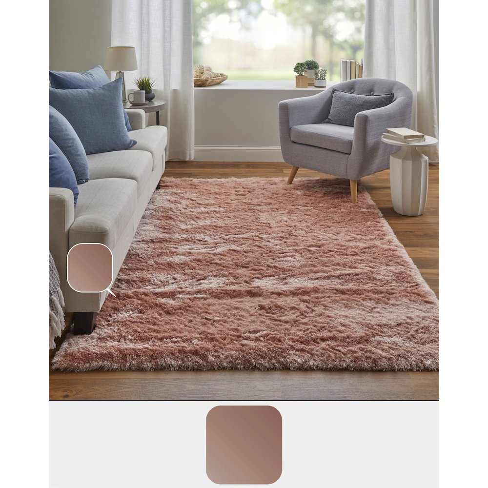 Indochine Plush Shag Rug with Metallic Sheen, Salmon Pink, 10ft x 10ft Round, 4944550FBLH000N95. Picture 9