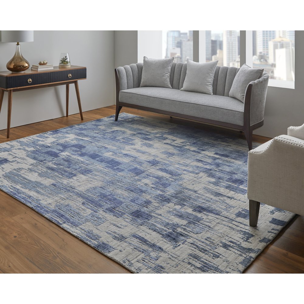 Eastfield Modern Abstract, Blue/Ivory, 5' x 8' Area Rug. Picture 2