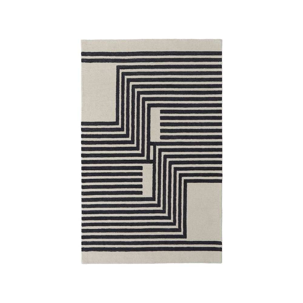 Maguire Transitional Abstract, Gray/Ivory/Black, 2' x 3' Accent Rug. Picture 1