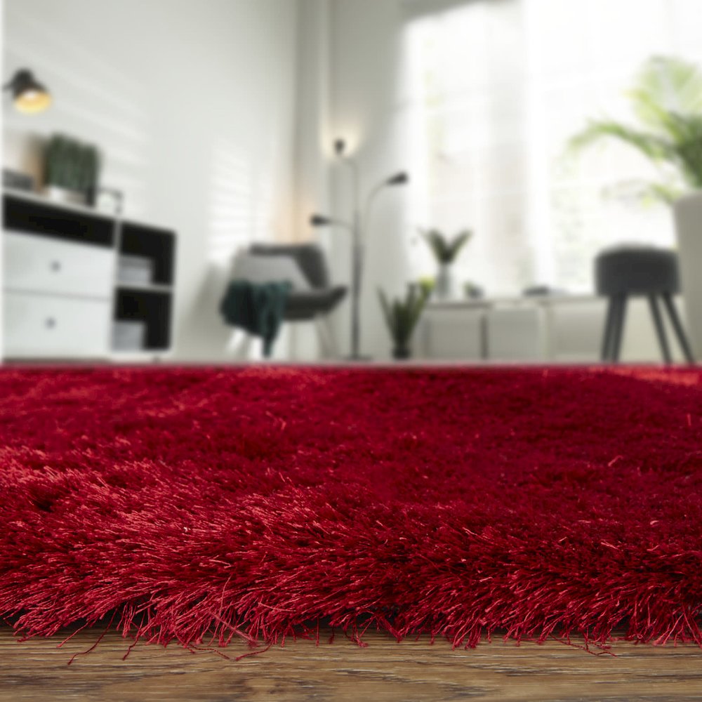 Indochine Plush Shag Rug with Metallic Sheen, Cranberry Red, 10ft x 10ft Round, 4944550FCBY000N95. Picture 8