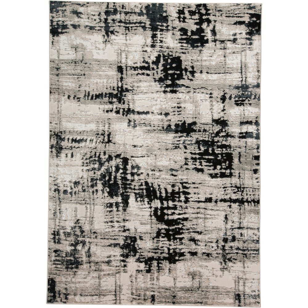 Micah Modern Abstract, Black/White/Gray, 9'-2" x 12' Area Rug. Picture 1