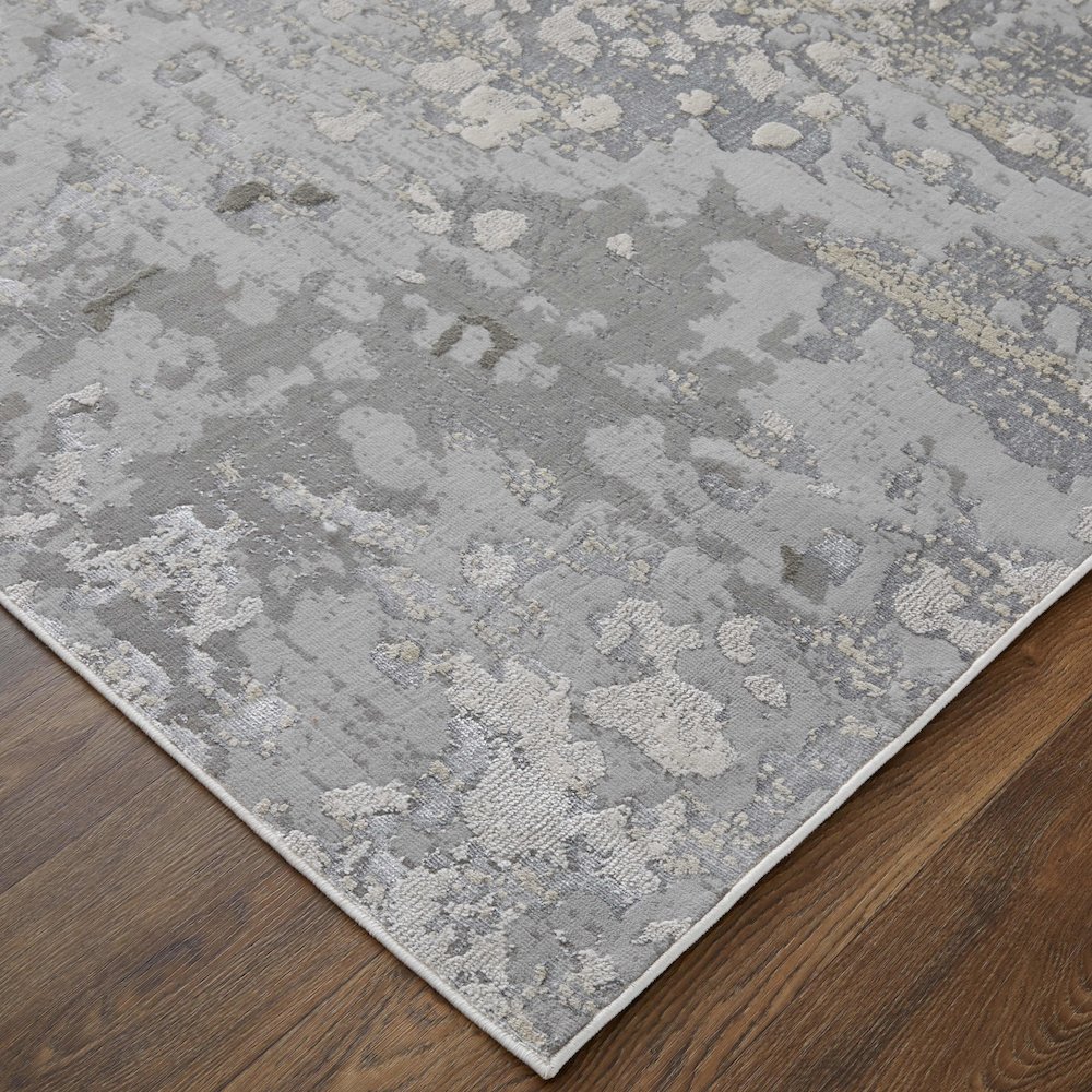 Micah Modern Abstract, Silver/Gray/White, 8' x 10' Area Rug. Picture 3