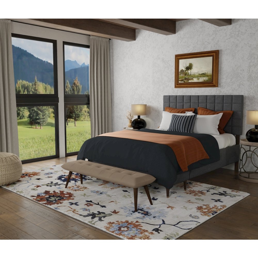 Melrose Transitional Floral & Botanical, Ivory/Red/Blue, 6'-7" x 9'-6" Area Rug. Picture 2
