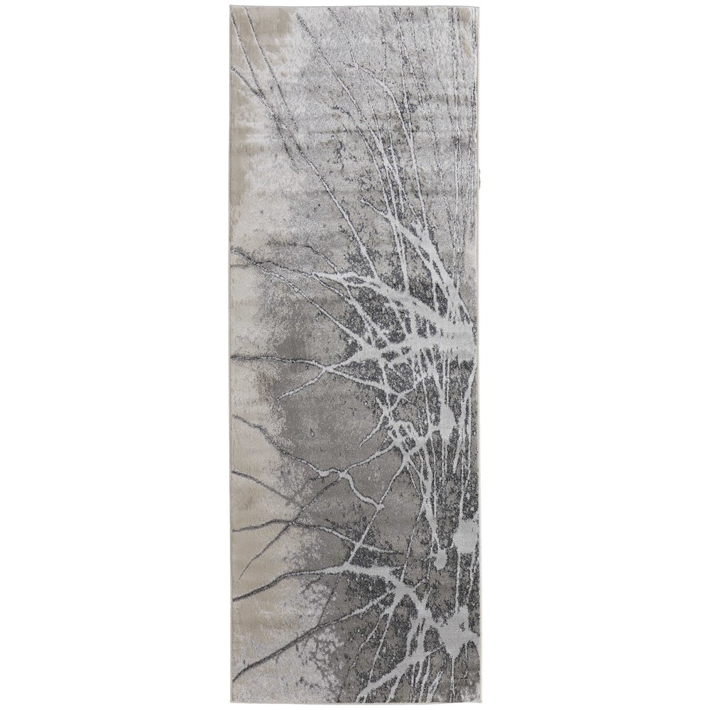 Astra Transitional Abstract, Gray/Silver/Ivory, 2'-10" x 7'-10" Runner. Picture 1