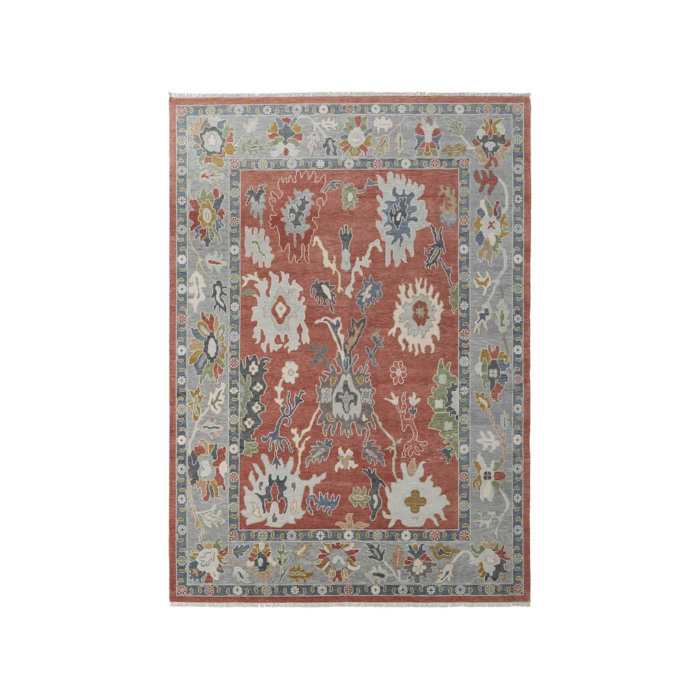 Karina Transitional Floral & Botanical, Red/Gray/Ivory, 7'-9" x 9'-9" Area Rug. Picture 1