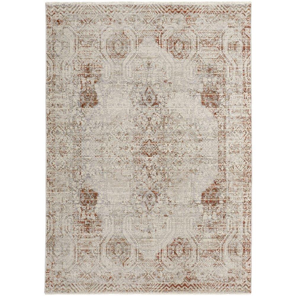 Kaia Transitional Distressed, Tan/Ivory/Orange, 9'-8" x 12'-8" Area Rug. Picture 1