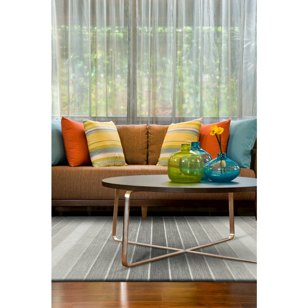Santino Transitional Stripes, Gray, 5' x 8' Area Rug. Picture 2