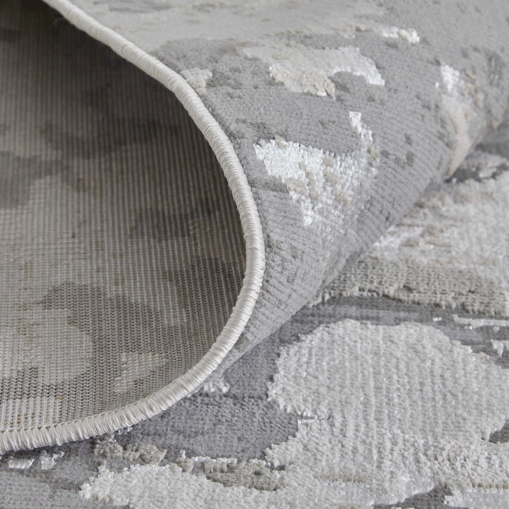 Micah Modern Abstract, Silver/Gray/White, 8' x 10' Area Rug. Picture 7