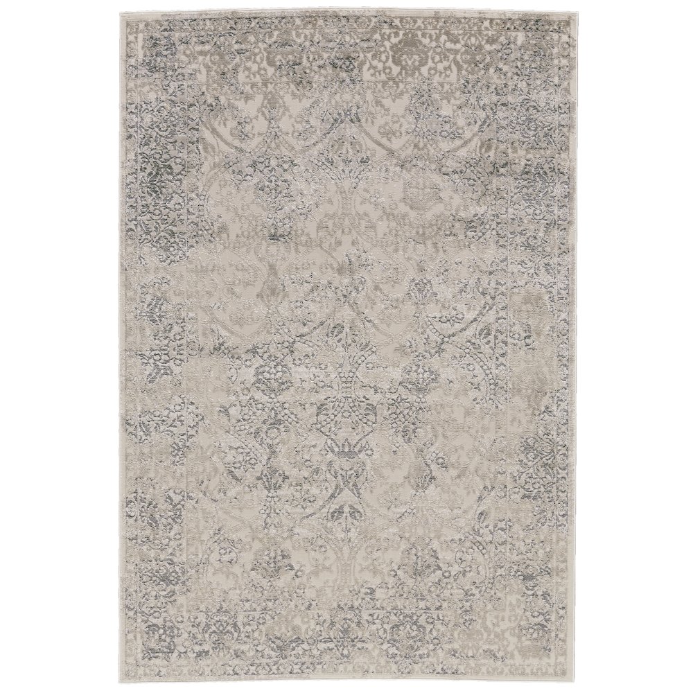 Prasad Distressed Ornamental Rug, Light Gray/Ivory, 8ft x 11ft Area Rug, 6703682FLGY000G99. Picture 1