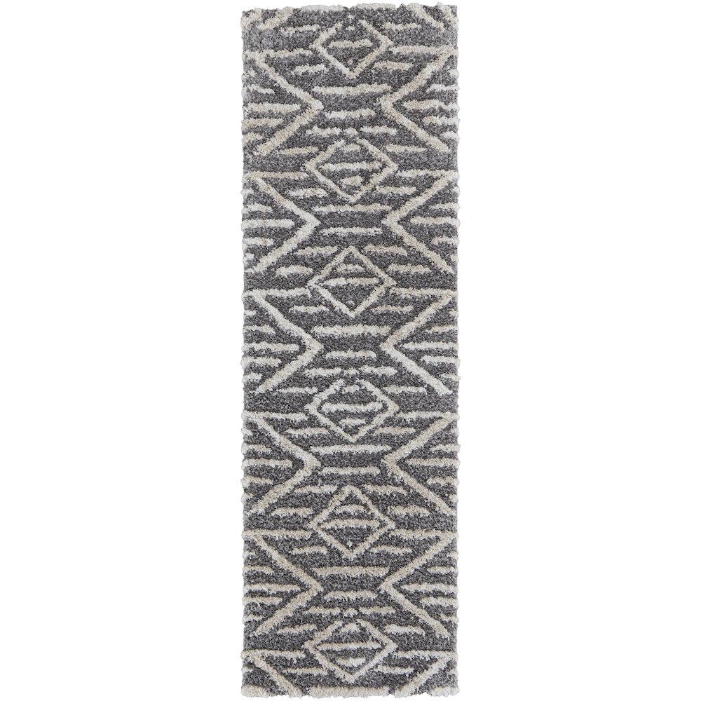 Mynka Transitional Diamond, Gray/Ivory, 2'-6" x 8' Runner. Picture 1