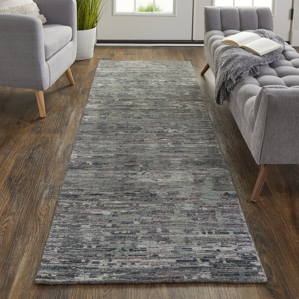 Conroe Modern Abstract, Blue/Gray, 2'-6" x 8' Runner. Picture 2