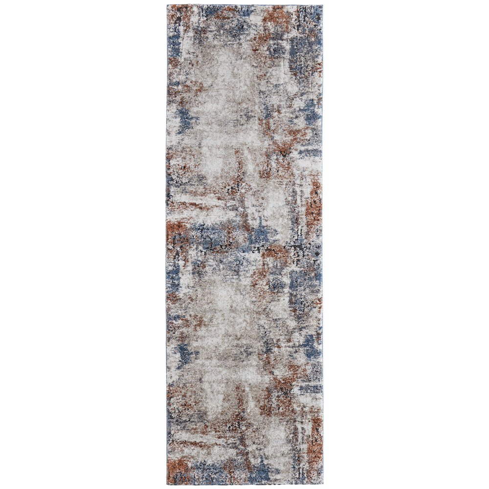 Gilmore Modern Distressed, Ivory/Blue/Taupe, 2'-6" x 8' Runner. Picture 1