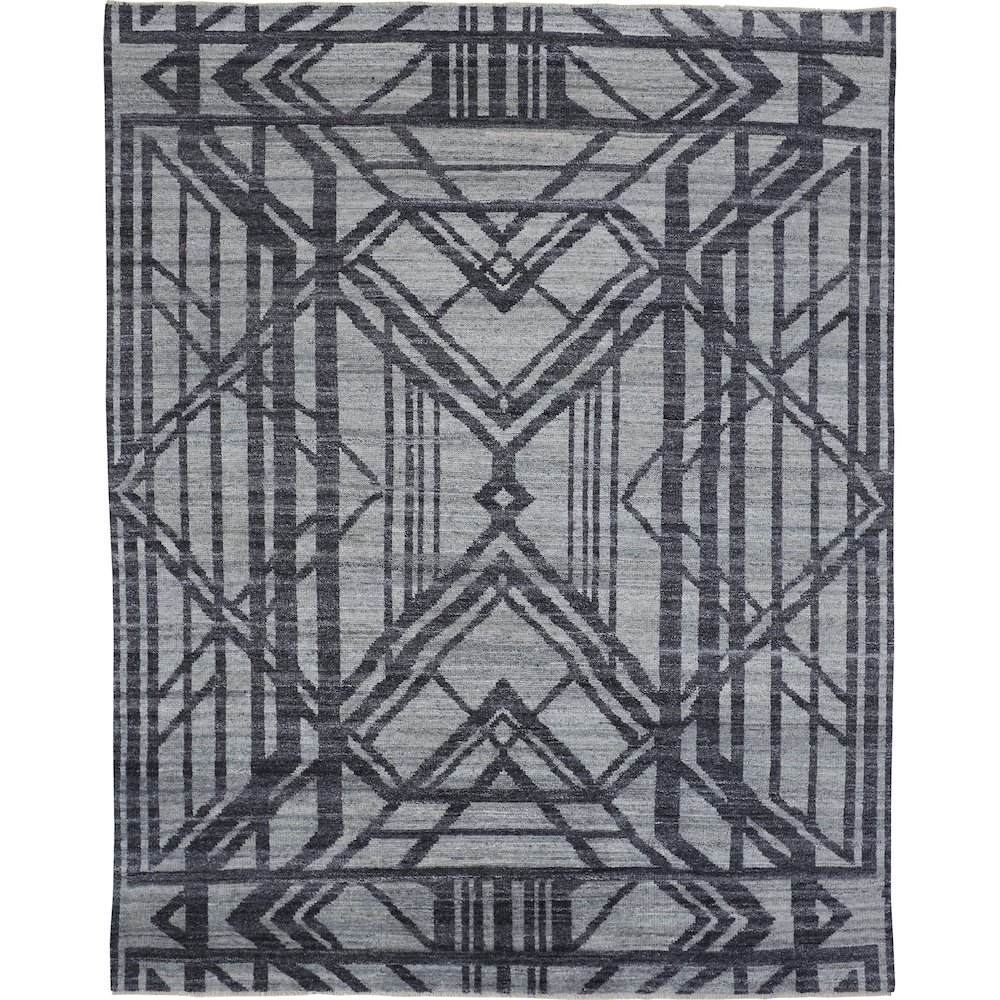 Vivien Art Deco Hand Knot Wool Rug, Graphite Gray/Denim, 2ft x 3ft Accent Rug, 8046554FGRYBLUP00. Picture 1