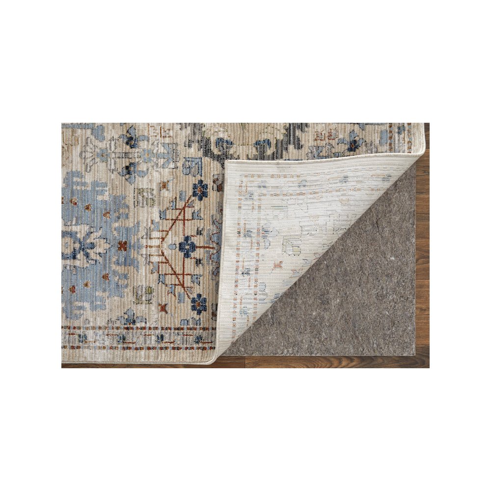 Melrose Traditional Floral & Botanical, Tan/Blue/Red, 7'-10" x 10'-3" Area Rug. Picture 4
