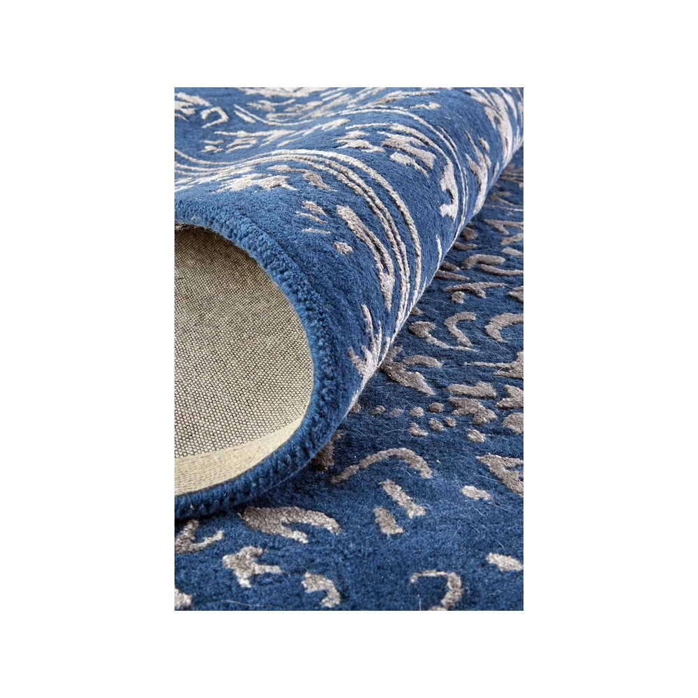 Bella High/Low Floral Wool Rug, Vallarta Blue/Silver Gray, 8ft x 10ft Area Rug, 9698014FBLUSLVF00. Picture 6