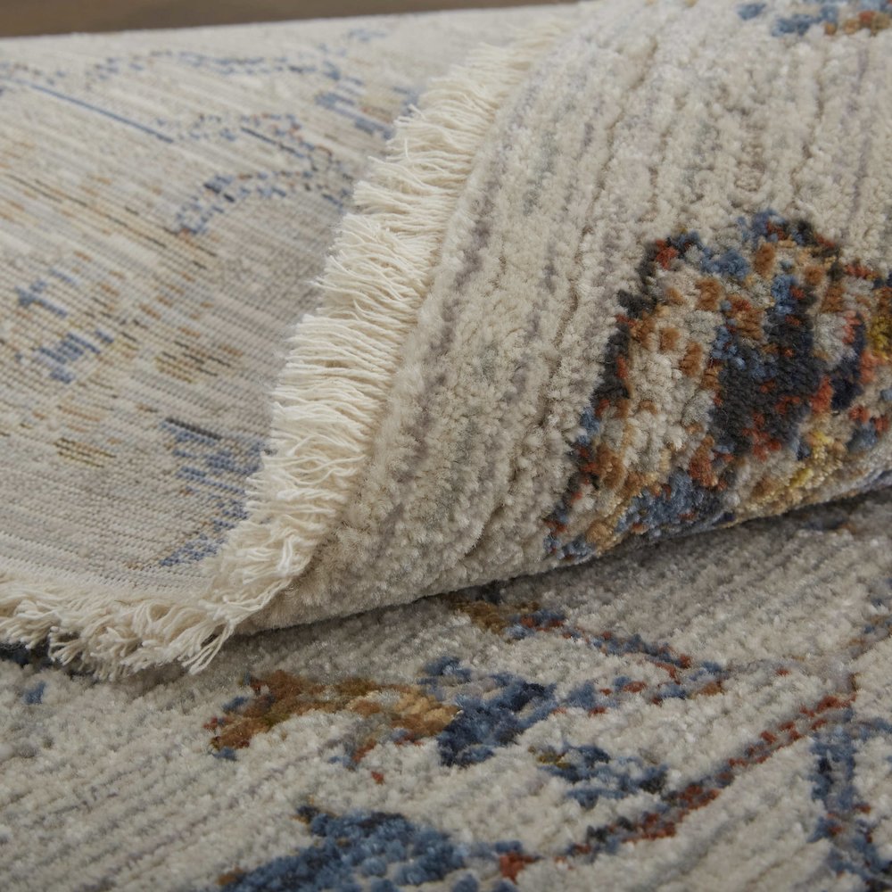 Kaia Transitional Floral & Botanical, Ivory/Orange/Blue, 3' x 5' Accent Rug. Picture 7