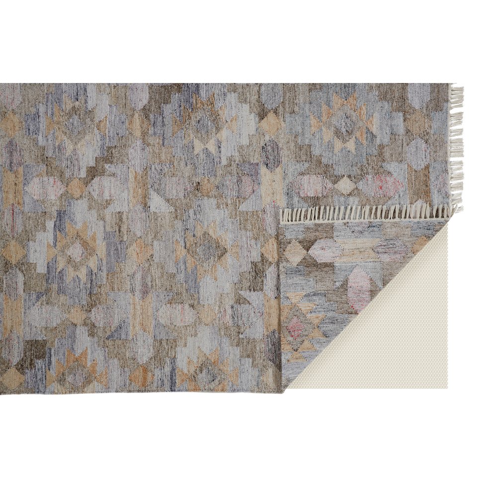Beckett Eco Moroccan Ornamental Mosaic Rug, Blue/Tan/Brown, 5ft x 8ft Area Rug, 8900818FGRYMLTE10. Picture 3