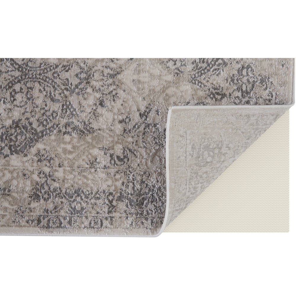 Prasad Distressed Ornamental Rug, Light Gray/Ivory, 8ft x 11ft Area Rug, 6703682FLGY000G99. Picture 4