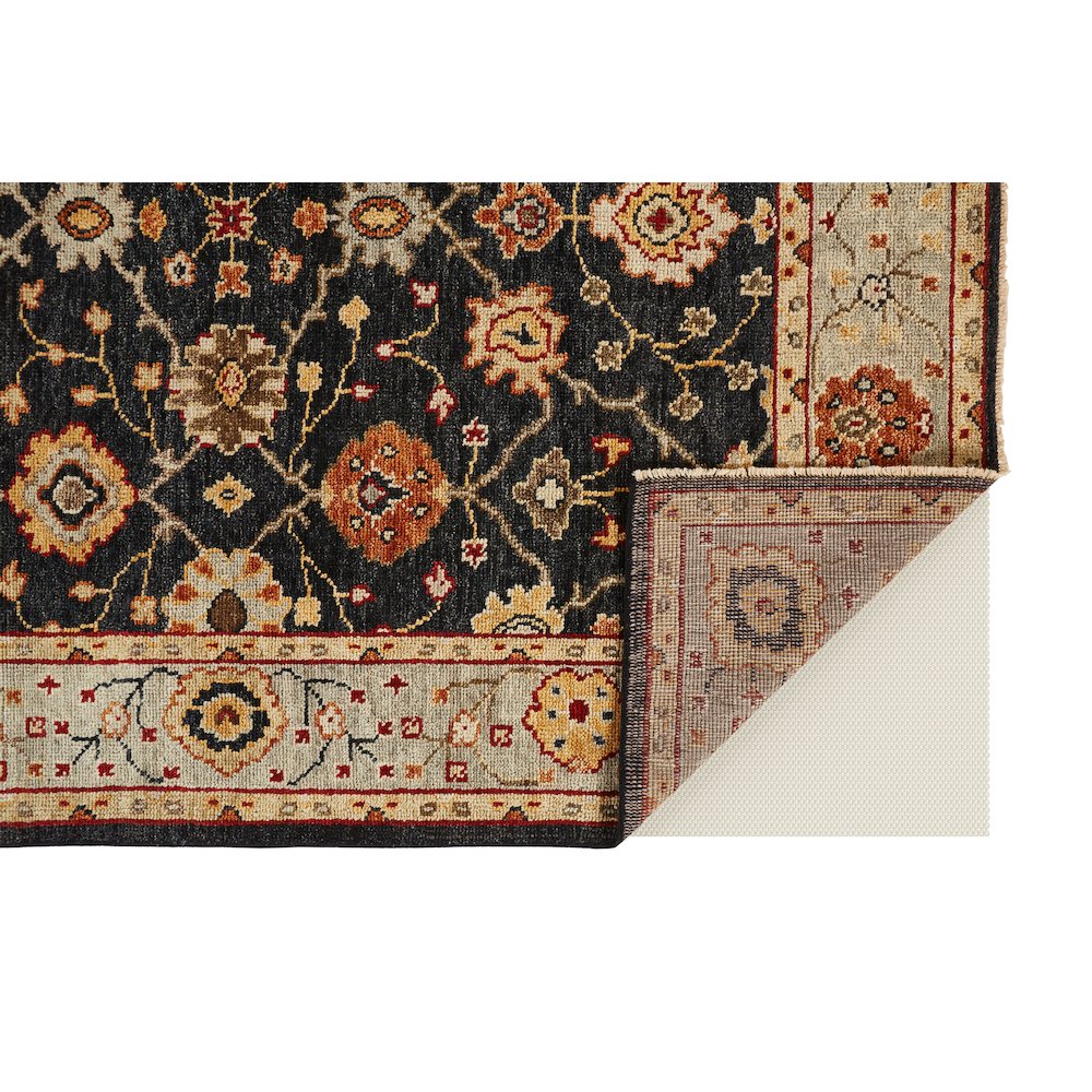 Carrington Traditional Oushak Accent Rug, Geo Floral, Black/Gold, 3ft-6in x 5ft-6in, 9826500FCHLLBLC50. Picture 4