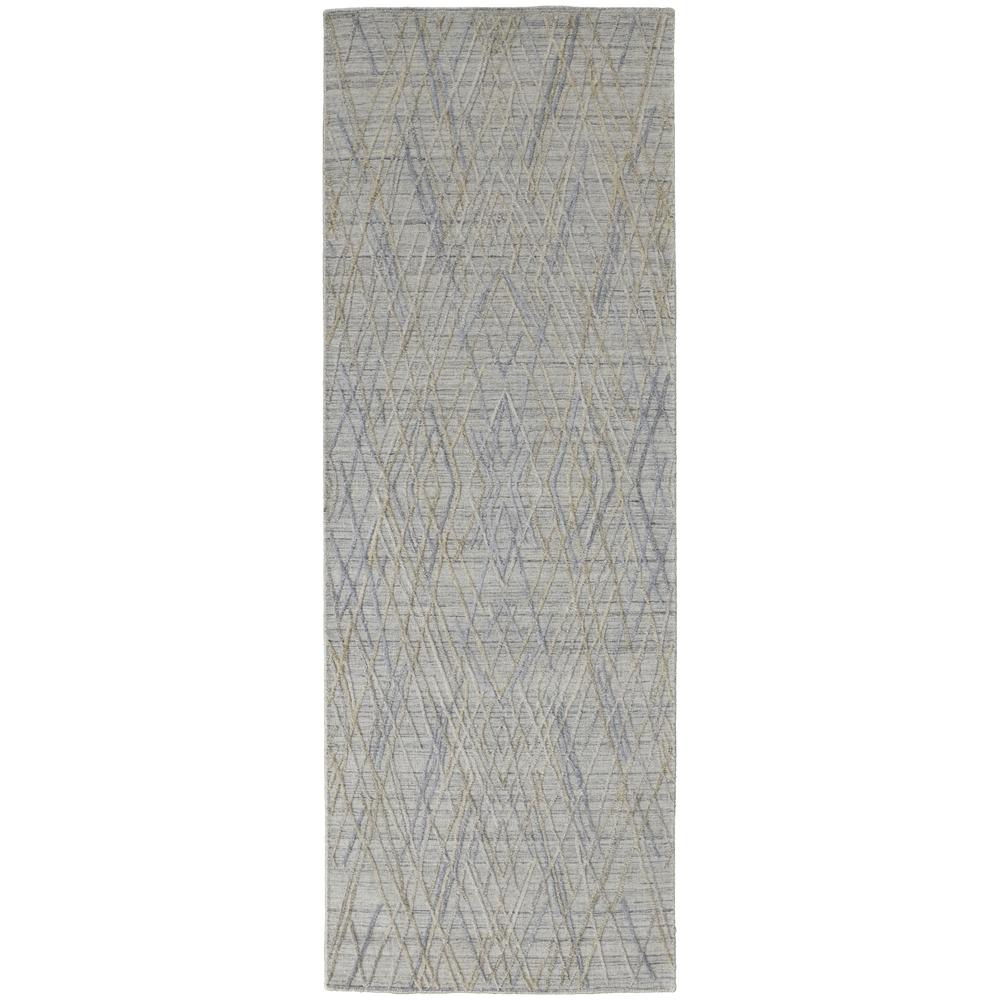 Elias Abstract Diamond Runner, High/Low, Oyster Gray/Taupe, 2ft-9in x 10ft, ELS6589FBLU000I29. Picture 2