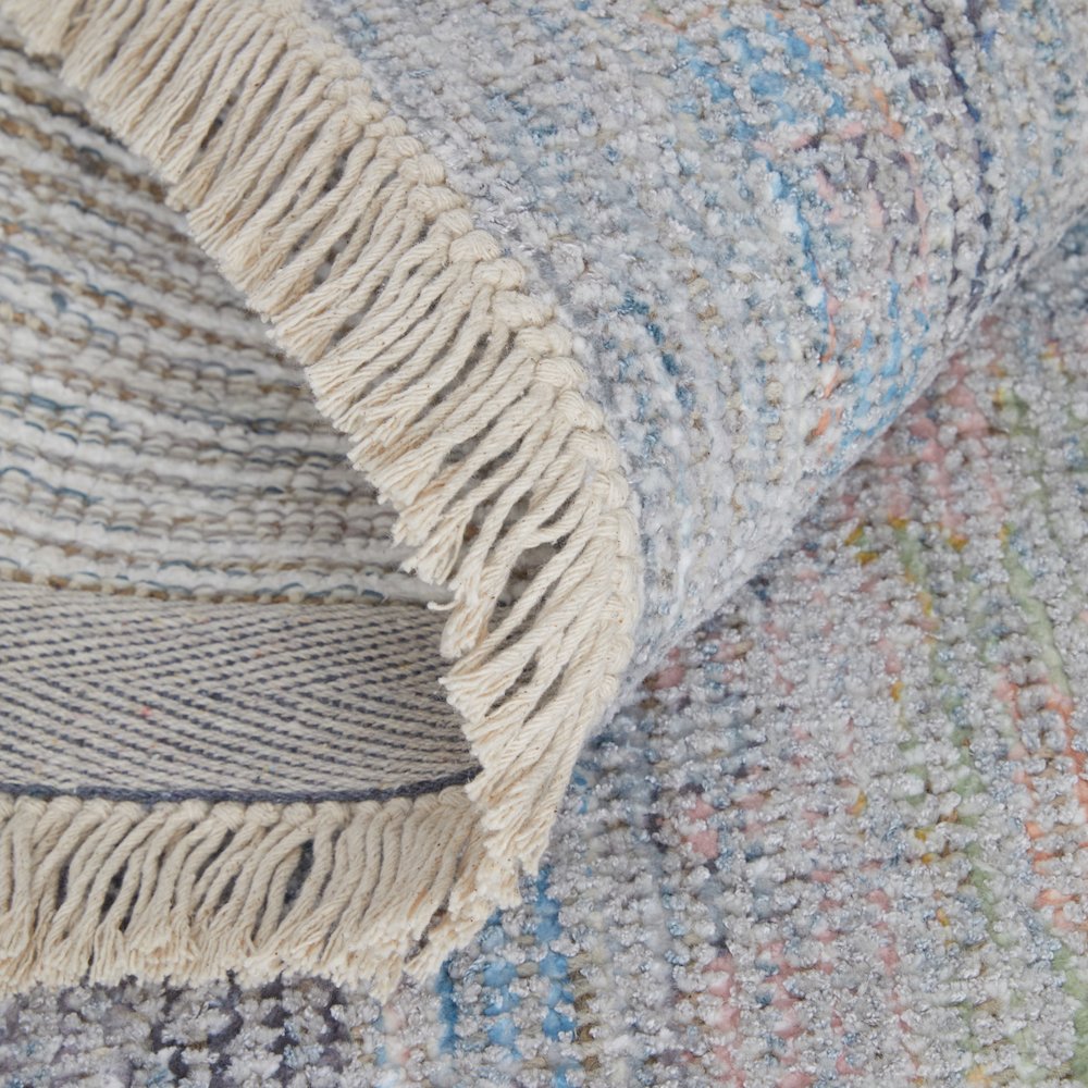 Transitional Floral & Botanical, Blue/Yellow/Orange, 5' x 7'-6" Area Rug. Picture 6