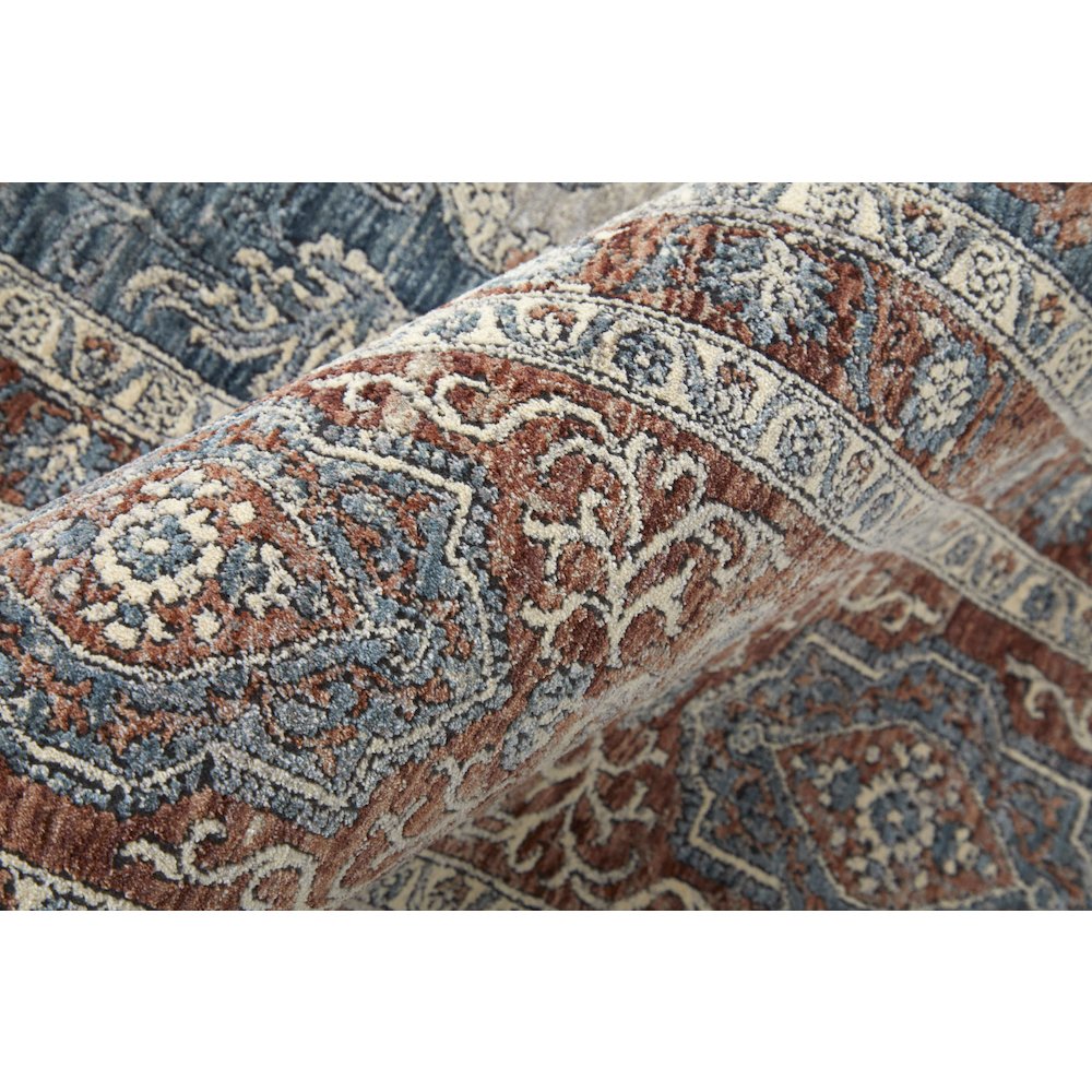 Marquette Transitional Medallion, Gray/Red/Blue, 4' x 5'-3" Accent Rug. Picture 5