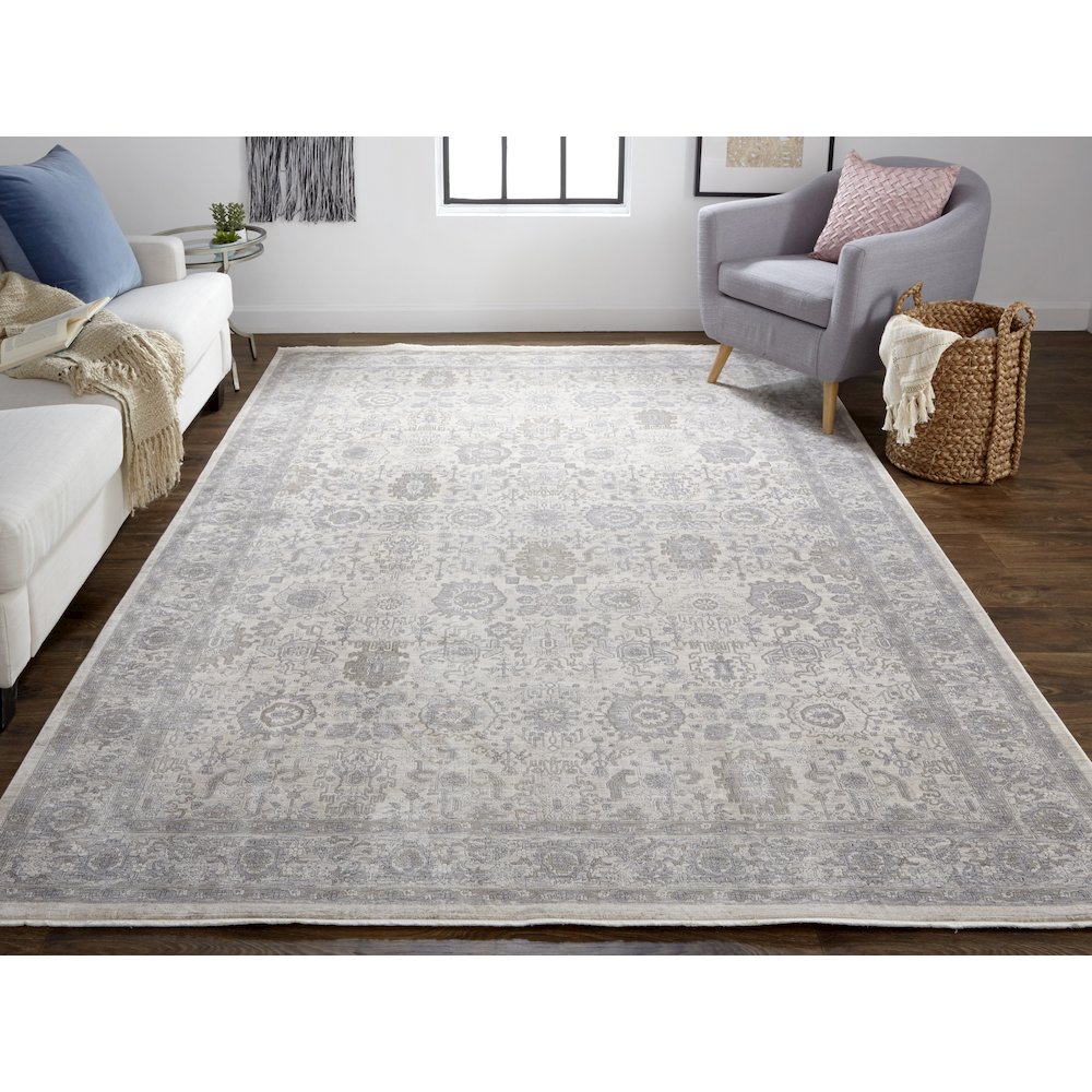 Marquette Rustic Persian Farmhouse Area Rug, Beige/Warm Gray, 9ft-6in x 12ft-7in, MRQ3776FBGEGRYH07. Picture 2