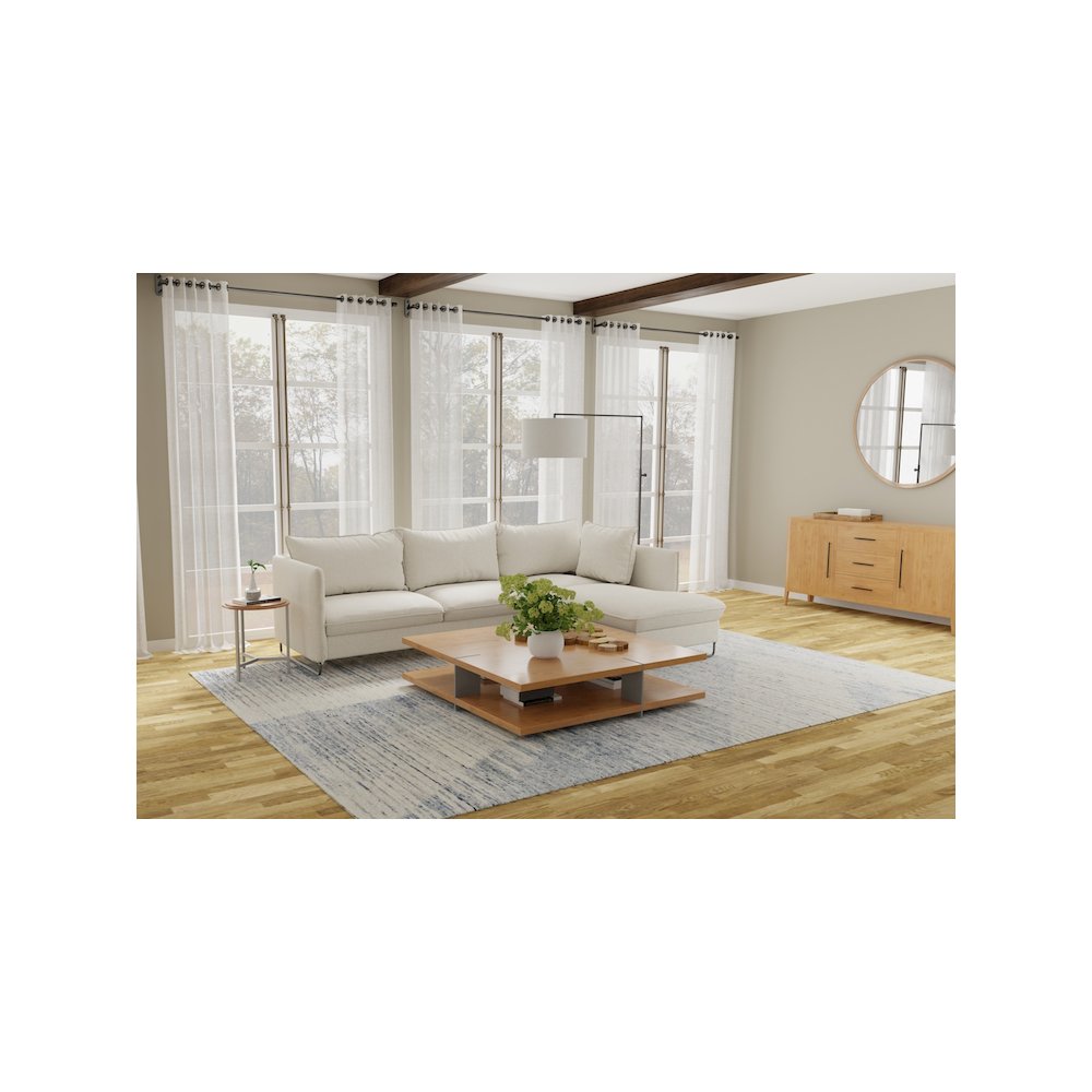 Brighton Modern Abstract, Ivory/Blue/Silver, 4' x 6' Accent Rug. Picture 3